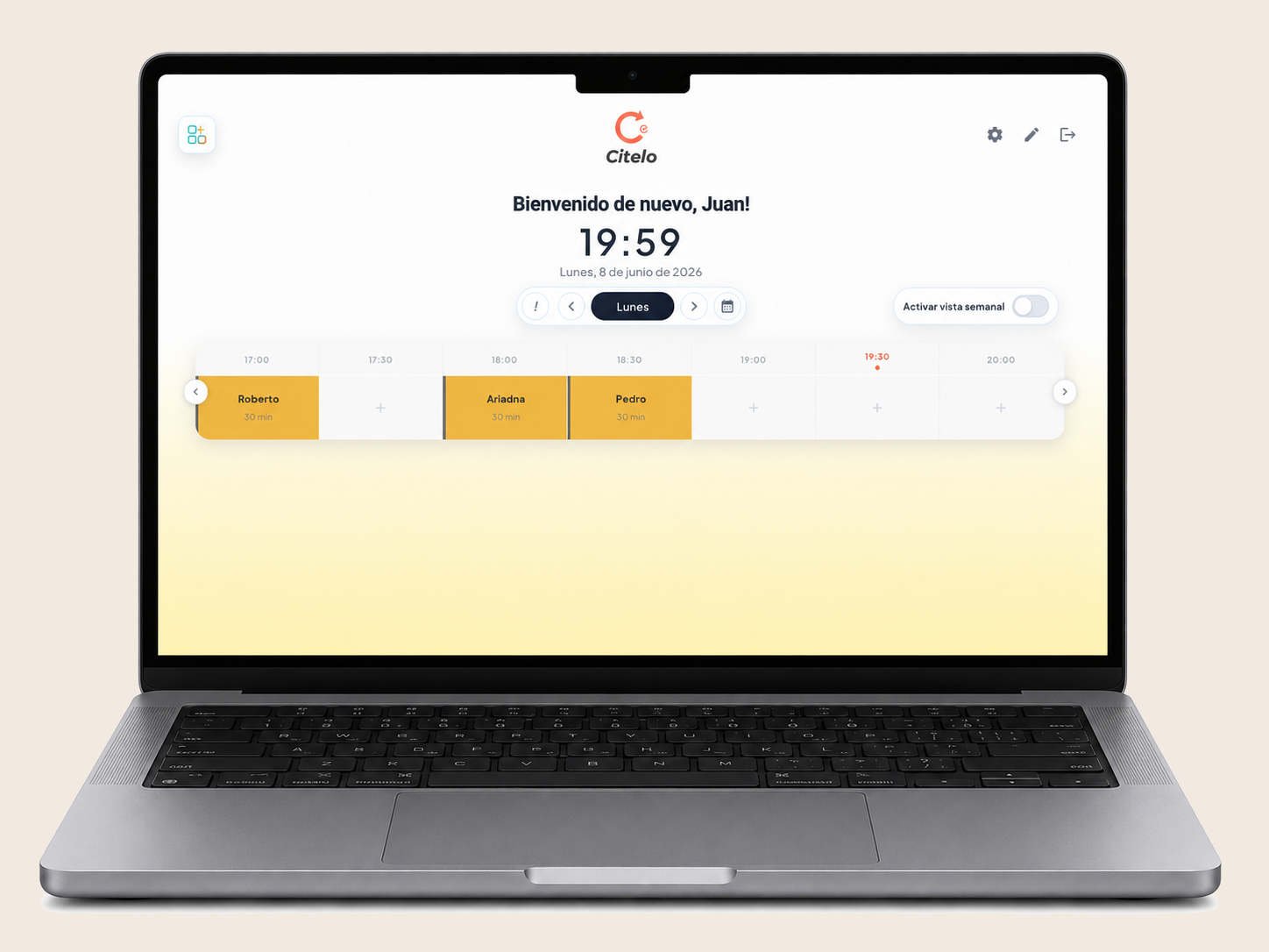 Dashboard de Citelo mostrando la agenda y la operativa del negocio